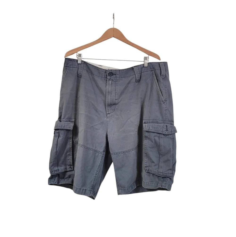 Nautica Men's Navigator Cargo Shorts 40W Blue Gray Utility Classic Fit Cotton